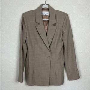 Raey Blazer Jacket Size 10 Tan Cream Light Academia Neutrals Wool Career Office